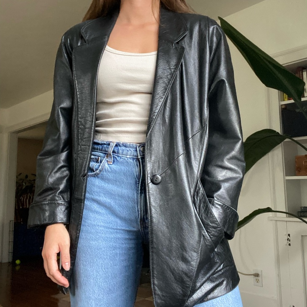 Vintage Beged-Or Black Leather Jacket